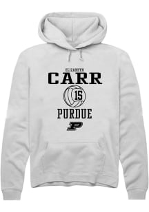 Elizabeth Carr Rally Mens White Purdue Boilermakers NIL Sport Icon Hooded Sweatshirt