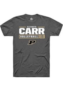 Elizabeth Carr Dark Grey Purdue Boilermakers NIL Stacked Box Short Sleeve T Shirt