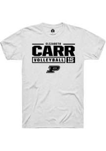 Elizabeth Carr White Purdue Boilermakers NIL Stacked Box Short Sleeve T Shirt