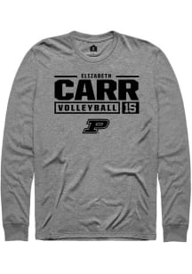 Elizabeth Carr Rally Mens Graphite Purdue Boilermakers NIL Stacked Box Tee