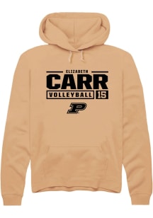 Elizabeth Carr Rally Mens Gold Purdue Boilermakers NIL Stacked Box Hooded Sweatshirt