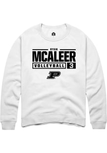 Ryan McAleer Rally Mens White Purdue Boilermakers NIL Stacked Box Crew Sweatshirt