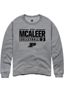 Ryan McAleer Rally Mens Graphite Purdue Boilermakers NIL Stacked Box Crew Sweatshirt