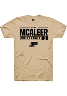 Ryan McAleer Gold Purdue Boilermakers NIL Stacked Box Short Sleeve T Shirt