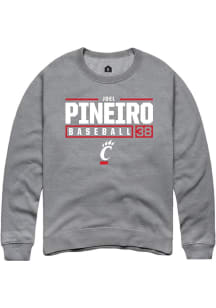 Joel Pineiro Rally Mens Graphite Cincinnati Bearcats NIL Stacked Box Crew Sweatshirt