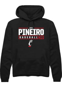 Joel Pineiro Rally Mens Black Cincinnati Bearcats NIL Stacked Box Hooded Sweatshirt