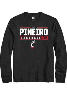 Joel Pineiro Rally Mens Black Cincinnati Bearcats NIL Stacked Box Tee