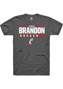 Amber Brandon  Cincinnati Bearcats Dark Grey Rally NIL Stacked Box Short Sleeve T Shirt