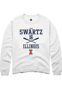 Jake Swartz Rally Mens White Illinois Fighting Illini NIL Sport Icon Crew Sweatshirt