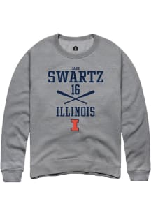 Jake Swartz Rally Mens Graphite Illinois Fighting Illini NIL Sport Icon Crew Sweatshirt