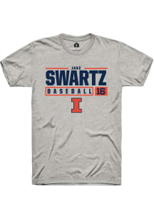 Jake Swartz Ash Illinois Fighting Illini NIL Stacked Box Short Sleeve T Shirt