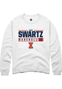 Jake Swartz Rally Mens White Illinois Fighting Illini NIL Stacked Box Crew Sweatshirt