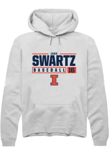 Jake Swartz Rally Mens White Illinois Fighting Illini NIL Stacked Box Hooded Sweatshirt