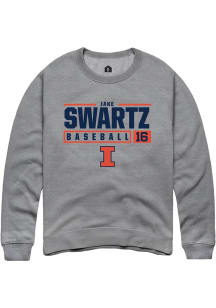 Jake Swartz Rally Mens Graphite Illinois Fighting Illini NIL Stacked Box Crew Sweatshirt