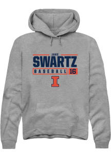 Jake Swartz Rally Mens Graphite Illinois Fighting Illini NIL Stacked Box Hooded Sweatshirt