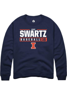 Jake Swartz Rally Mens Navy Blue Illinois Fighting Illini NIL Stacked Box Crew Sweatshirt