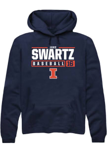 Jake Swartz Rally Mens Navy Blue Illinois Fighting Illini NIL Stacked Box Hooded Sweatshirt