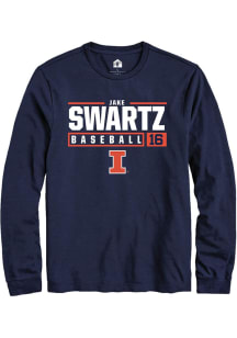 Jake Swartz Rally Mens Navy Blue Illinois Fighting Illini NIL Stacked Box Tee