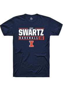 Jake Swartz Navy Blue Illinois Fighting Illini NIL Stacked Box Short Sleeve T Shirt