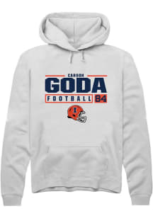 Carson Goda Rally Mens White Illinois Fighting Illini NIL Stacked Box Hooded Sweatshirt