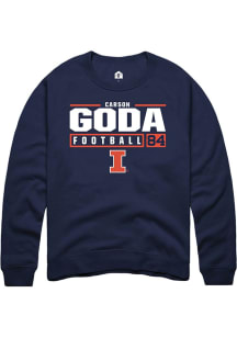 Carson Goda Rally Mens Navy Blue Illinois Fighting Illini NIL Stacked Box Crew Sweatshirt