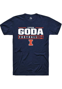 Carson Goda Navy Blue Illinois Fighting Illini NIL Stacked Box Short Sleeve T Shirt