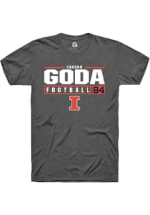 Carson Goda Dark Grey Illinois Fighting Illini NIL Stacked Box Short Sleeve T Shirt