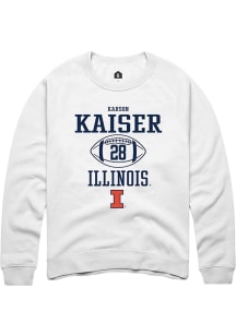 Karson Kaiser Rally Mens White Illinois Fighting Illini NIL Sport Icon Crew Sweatshirt