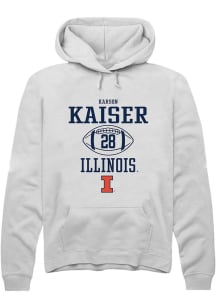 Karson Kaiser Rally Mens White Illinois Fighting Illini NIL Sport Icon Hooded Sweatshirt