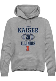 Karson Kaiser Rally Mens Graphite Illinois Fighting Illini NIL Sport Icon Hooded Sweatshirt