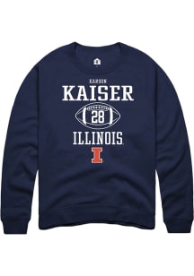 Karson Kaiser Rally Mens Navy Blue Illinois Fighting Illini NIL Sport Icon Crew Sweatshirt