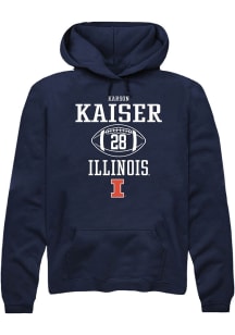 Karson Kaiser Rally Mens Navy Blue Illinois Fighting Illini NIL Sport Icon Hooded Sweatshirt