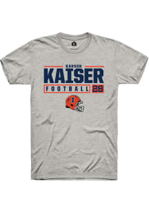 Karson Kaiser Ash Illinois Fighting Illini NIL Stacked Box Short Sleeve T Shirt