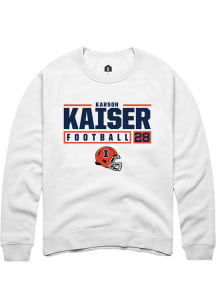 Karson Kaiser Rally Mens White Illinois Fighting Illini NIL Stacked Box Crew Sweatshirt