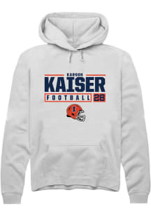 Karson Kaiser Rally Mens White Illinois Fighting Illini NIL Stacked Box Hooded Sweatshirt