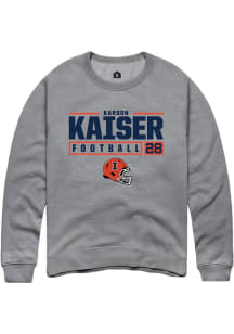 Karson Kaiser Rally Mens Graphite Illinois Fighting Illini NIL Stacked Box Crew Sweatshirt