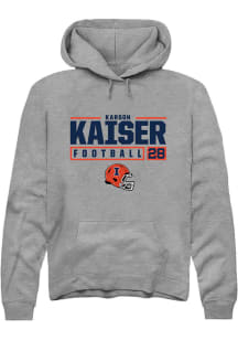 Karson Kaiser Rally Mens Graphite Illinois Fighting Illini NIL Stacked Box Hooded Sweatshirt