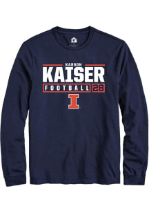 Karson Kaiser Rally Mens Navy Blue Illinois Fighting Illini NIL Stacked Box Tee