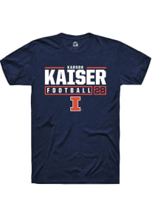 Karson Kaiser Navy Blue Illinois Fighting Illini NIL Stacked Box Short Sleeve T Shirt