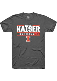 Karson Kaiser Dark Grey Illinois Fighting Illini NIL Stacked Box Short Sleeve T Shirt