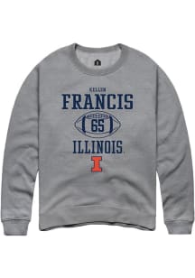 Kellen Francis Rally Mens Graphite Illinois Fighting Illini NIL Sport Icon Crew Sweatshirt