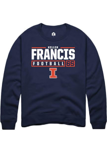 Kellen Francis Rally Mens Navy Blue Illinois Fighting Illini NIL Stacked Box Crew Sweatshirt