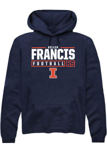 Kellen Francis Rally Mens Navy Blue Illinois Fighting Illini NIL Stacked Box Hooded Sweatshirt