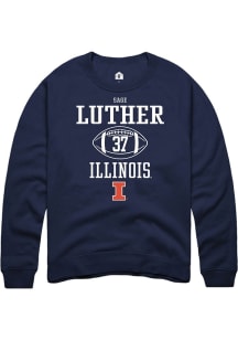 Sage Luther Rally Mens Navy Blue Illinois Fighting Illini NIL Sport Icon Crew Sweatshirt