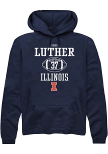 Sage Luther Rally Mens Navy Blue Illinois Fighting Illini NIL Sport Icon Hooded Sweatshirt