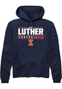 Sage Luther Rally Mens Navy Blue Illinois Fighting Illini NIL Stacked Box Hooded Sweatshirt