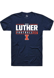 Sage Luther Navy Blue Illinois Fighting Illini NIL Stacked Box Short Sleeve T Shirt