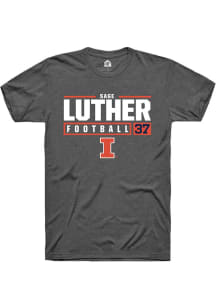 Sage Luther Dark Grey Illinois Fighting Illini NIL Stacked Box Short Sleeve T Shirt