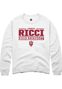 Theresa Ricci Rally Mens White Indiana Hoosiers NIL Stacked Box Crew Sweatshirt