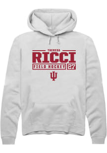 Theresa Ricci Rally Mens White Indiana Hoosiers NIL Stacked Box Hooded Sweatshirt